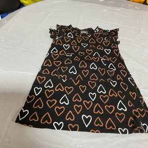 Cat & Jack Black Dress with Brown and White Heart Print